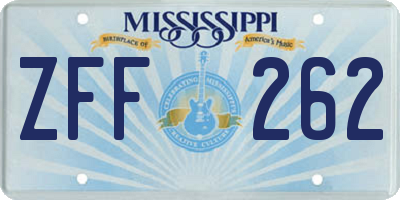 MS license plate ZFF262