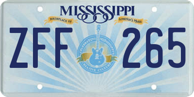 MS license plate ZFF265