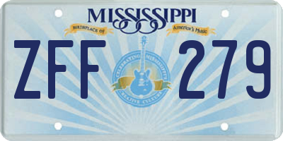 MS license plate ZFF279