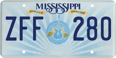 MS license plate ZFF280