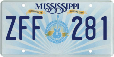 MS license plate ZFF281