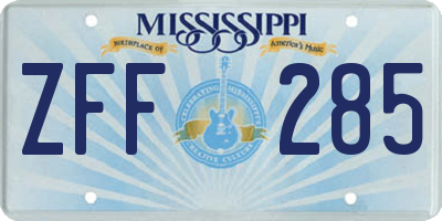 MS license plate ZFF285
