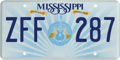 MS license plate ZFF287