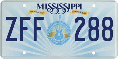 MS license plate ZFF288