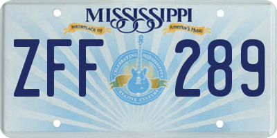 MS license plate ZFF289