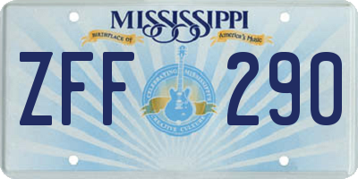 MS license plate ZFF290