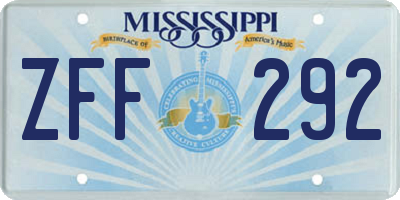 MS license plate ZFF292