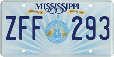 MS license plate ZFF293
