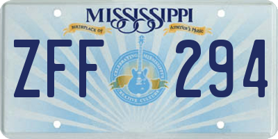 MS license plate ZFF294