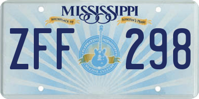 MS license plate ZFF298