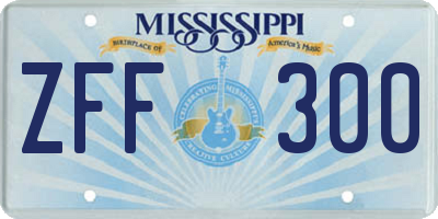 MS license plate ZFF300