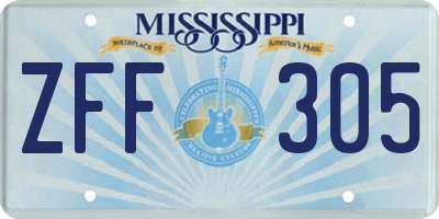 MS license plate ZFF305