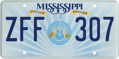 MS license plate ZFF307