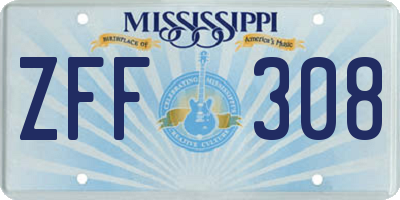 MS license plate ZFF308
