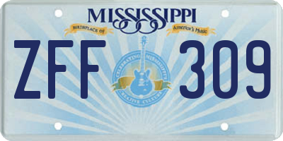 MS license plate ZFF309