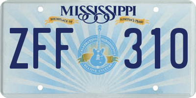 MS license plate ZFF310