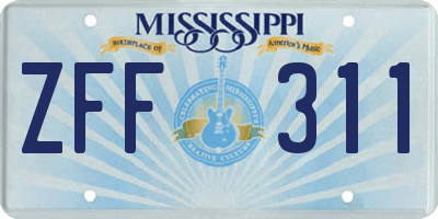 MS license plate ZFF311