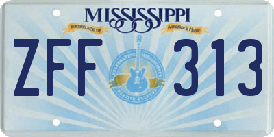 MS license plate ZFF313