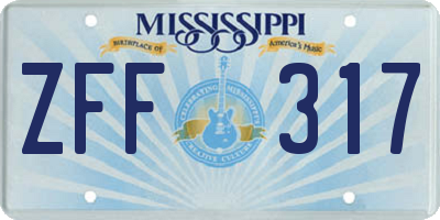 MS license plate ZFF317