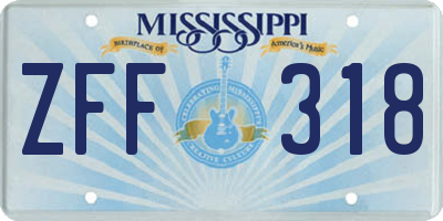 MS license plate ZFF318