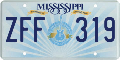 MS license plate ZFF319