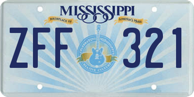 MS license plate ZFF321