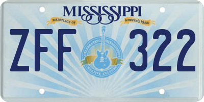 MS license plate ZFF322