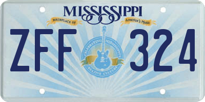 MS license plate ZFF324