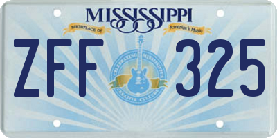MS license plate ZFF325