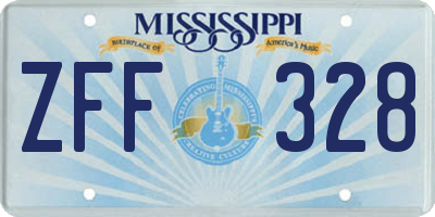 MS license plate ZFF328