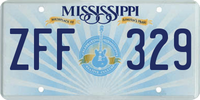 MS license plate ZFF329