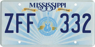 MS license plate ZFF332