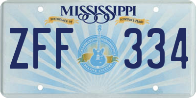 MS license plate ZFF334