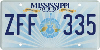 MS license plate ZFF335