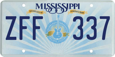 MS license plate ZFF337