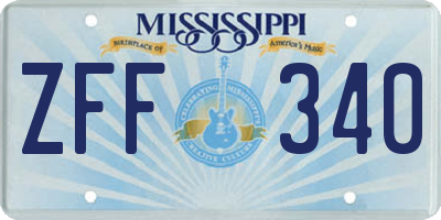 MS license plate ZFF340