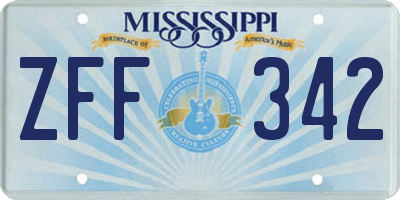 MS license plate ZFF342