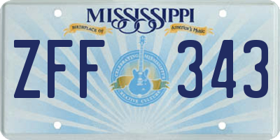 MS license plate ZFF343