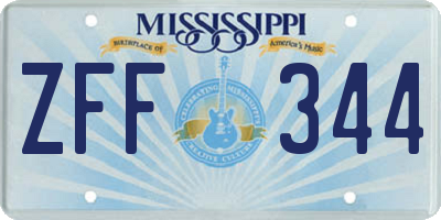 MS license plate ZFF344