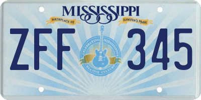 MS license plate ZFF345