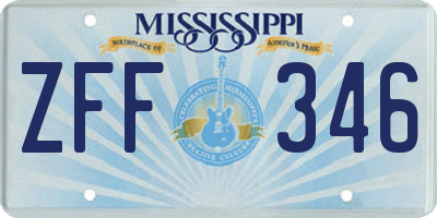 MS license plate ZFF346