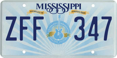 MS license plate ZFF347