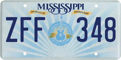 MS license plate ZFF348