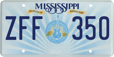 MS license plate ZFF350