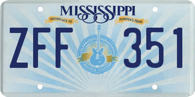 MS license plate ZFF351