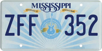 MS license plate ZFF352
