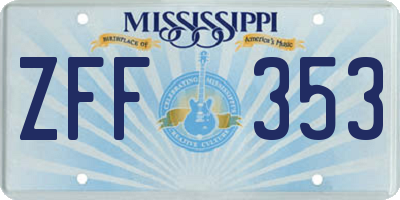 MS license plate ZFF353