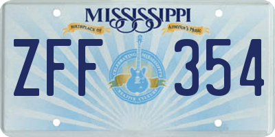 MS license plate ZFF354