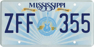 MS license plate ZFF355