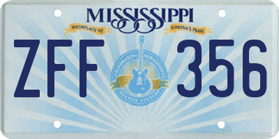 MS license plate ZFF356